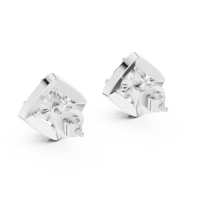 Round Cut Lab Grown Diamond Stud Earrings in Silver