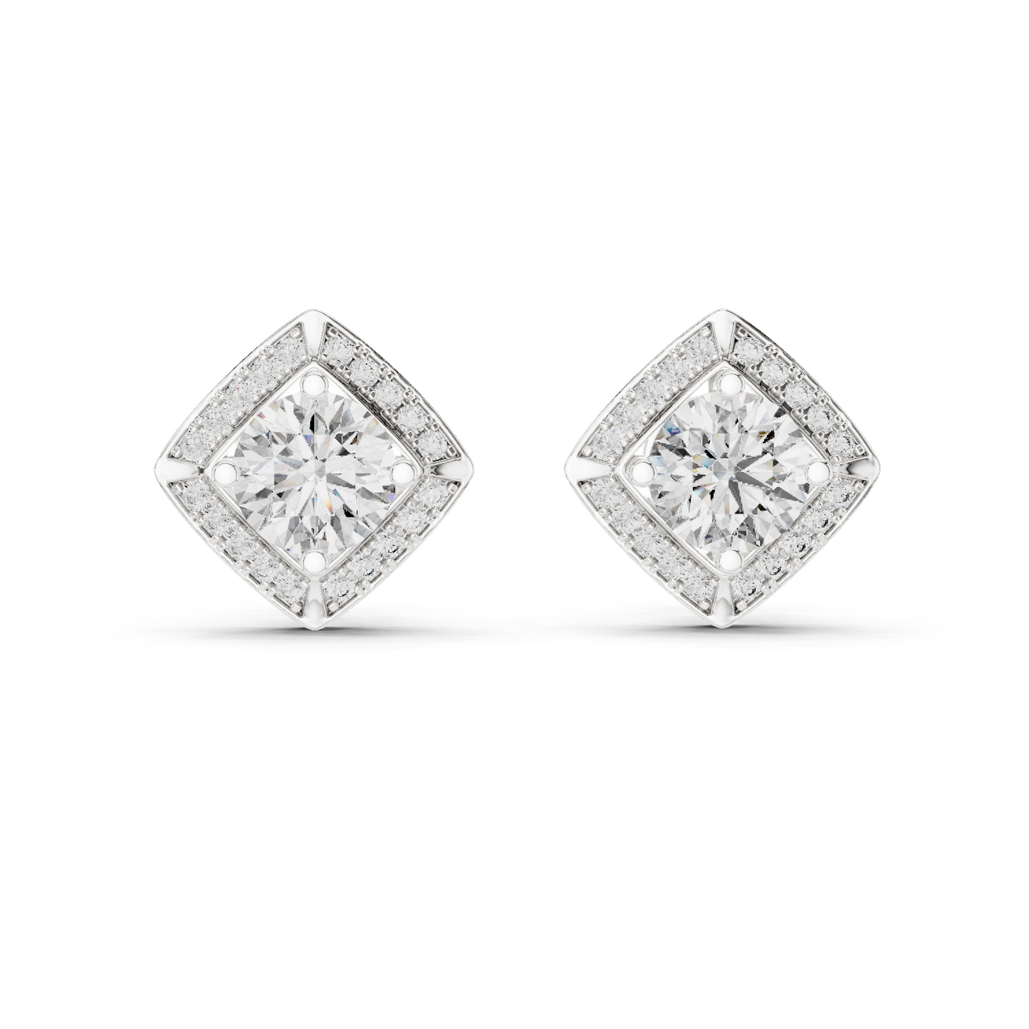 Round Cut Lab Grown Diamond Stud Earrings in White Gold