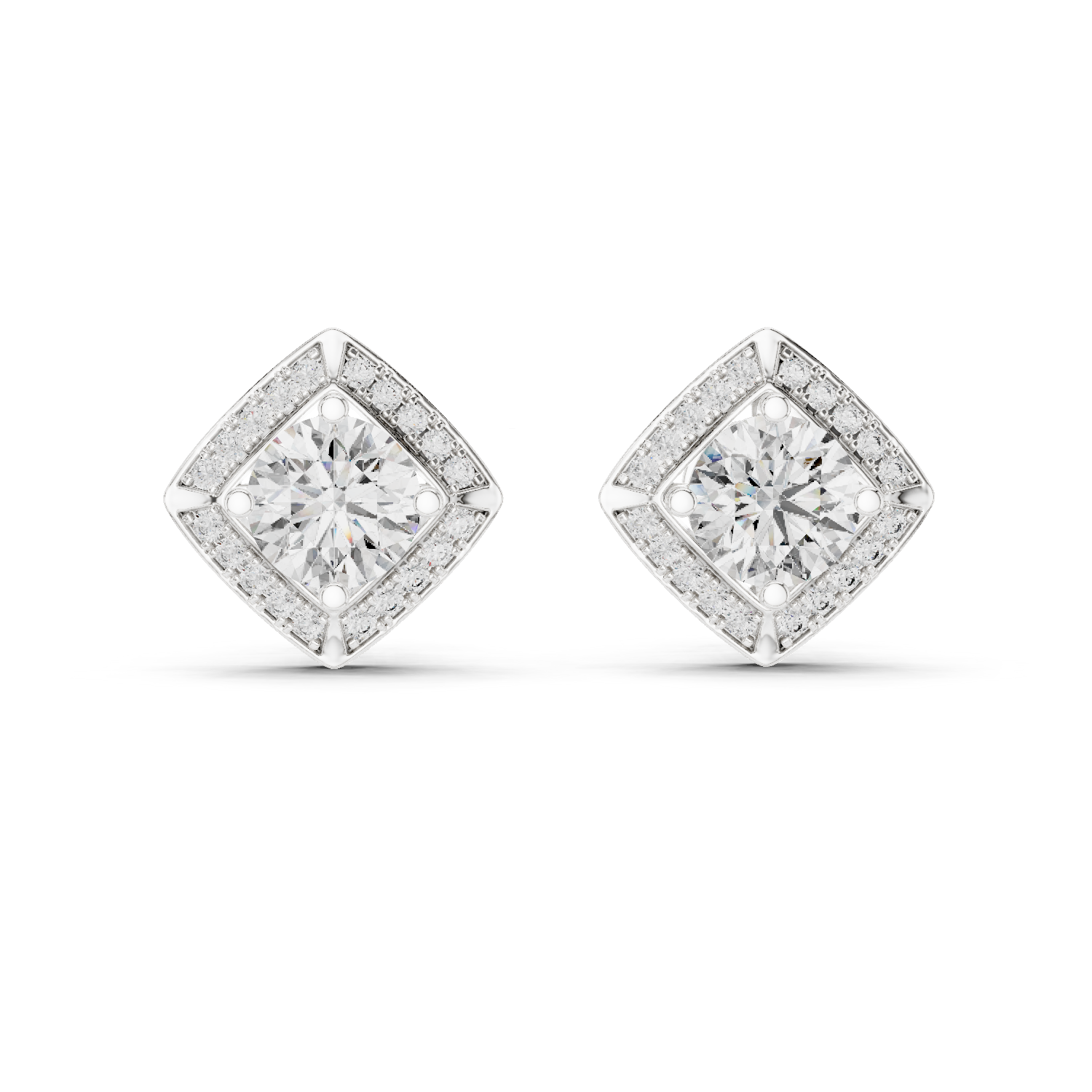 Round Cut Lab Grown Diamond Stud Earrings in Silver