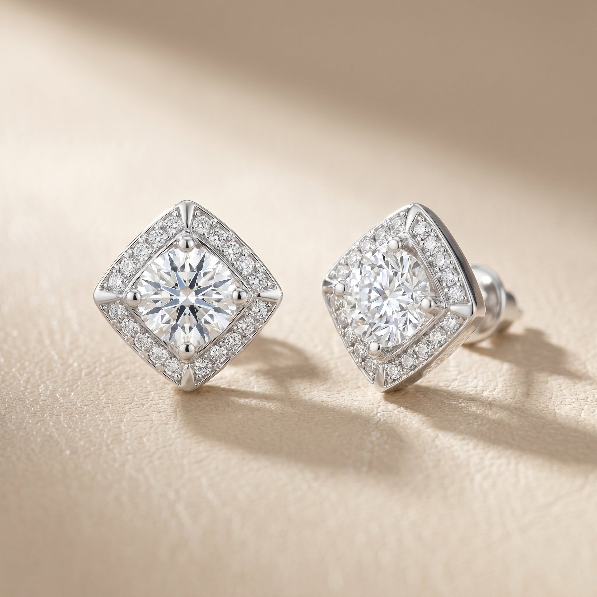 Round Cut Lab Grown Diamond Stud Earrings in White Gold