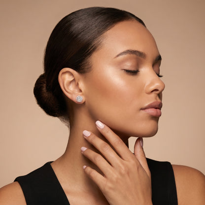 Round Cut Lab Grown Diamond Stud Earrings in Rose Gold