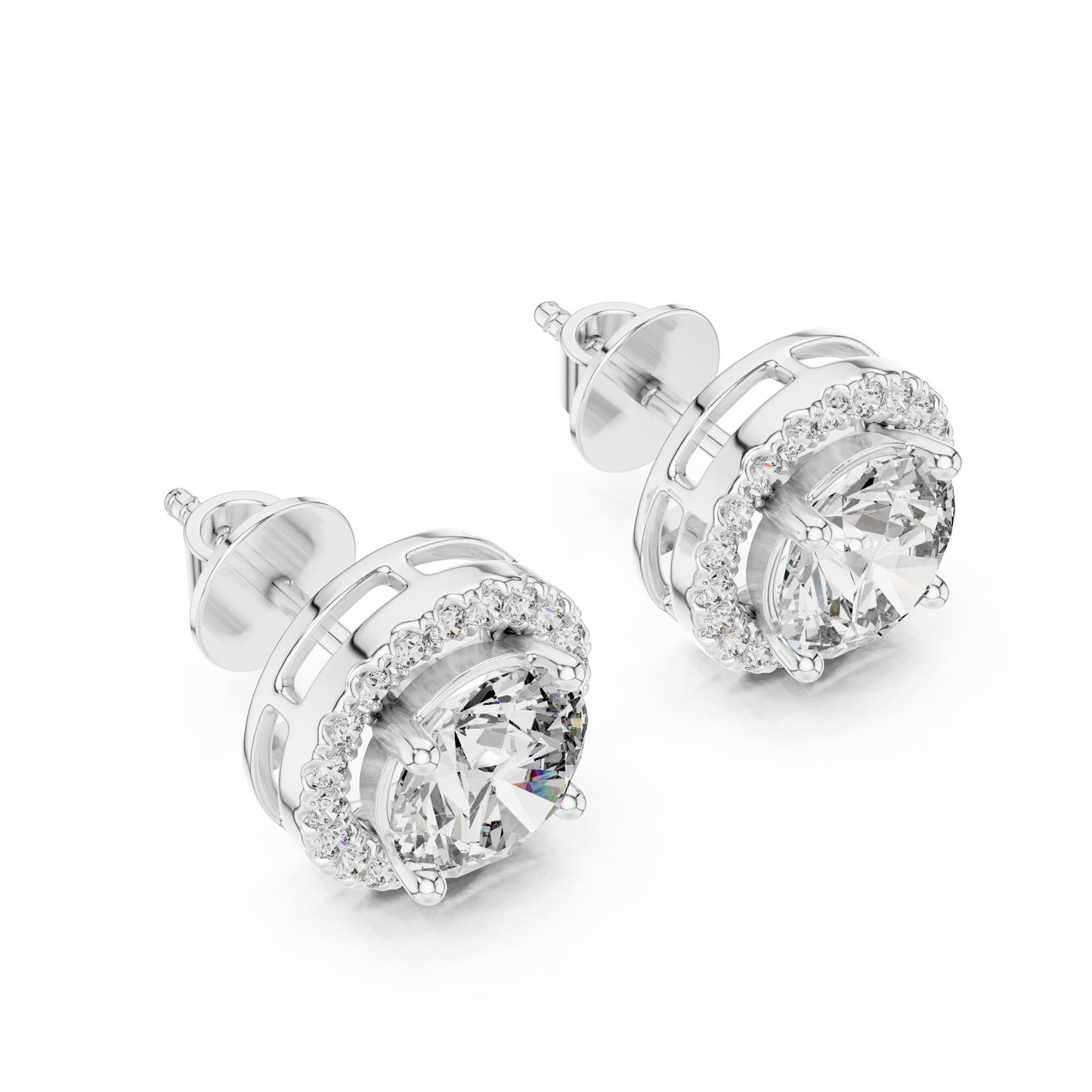Round Cut Lab Grown Diamond Stud Earrings in White Gold