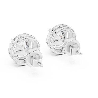 Round Cut Lab Grown Diamond Stud Earrings in Platinum