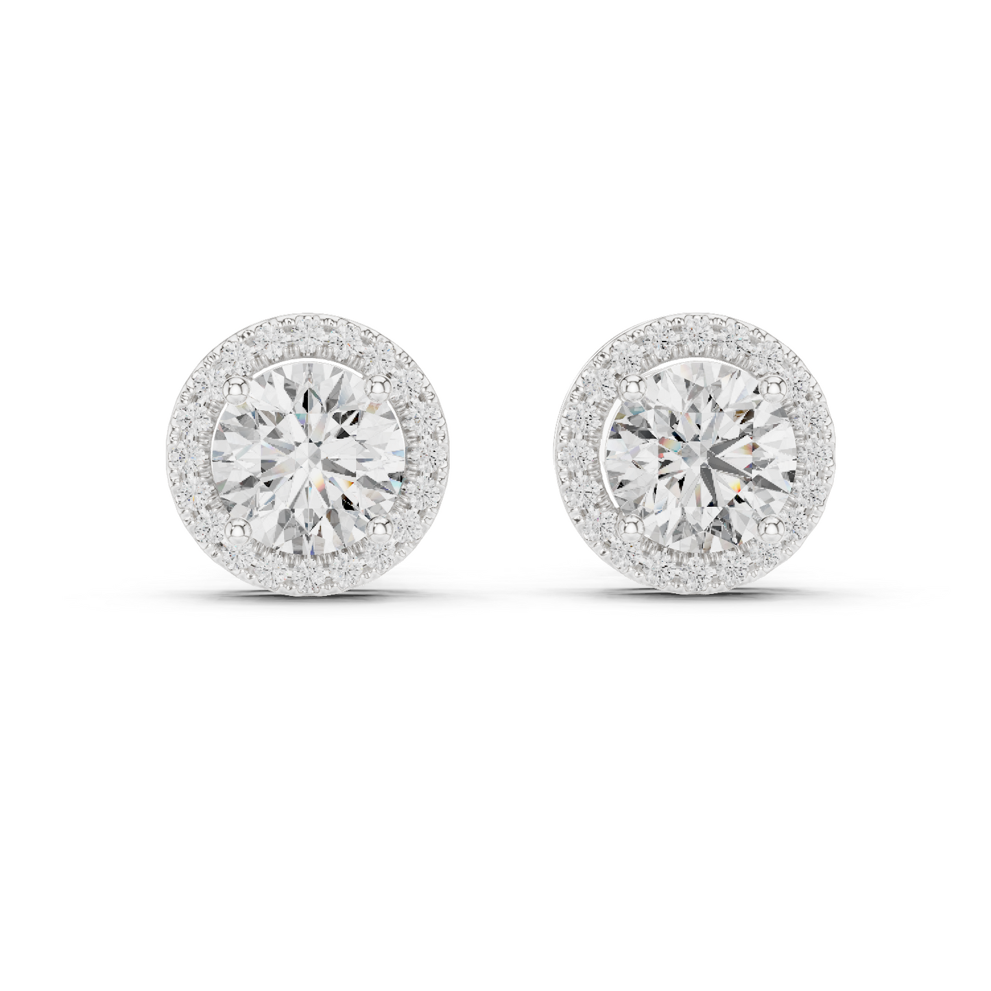 Round Cut Lab Grown Diamond Stud Earrings in White Gold