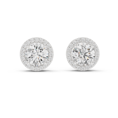 Round Cut Lab Grown Diamond Stud Earrings in Platinum