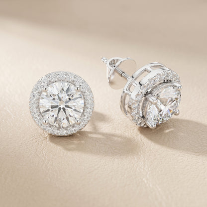 Round Cut Lab Grown Diamond Stud Earrings in White Gold