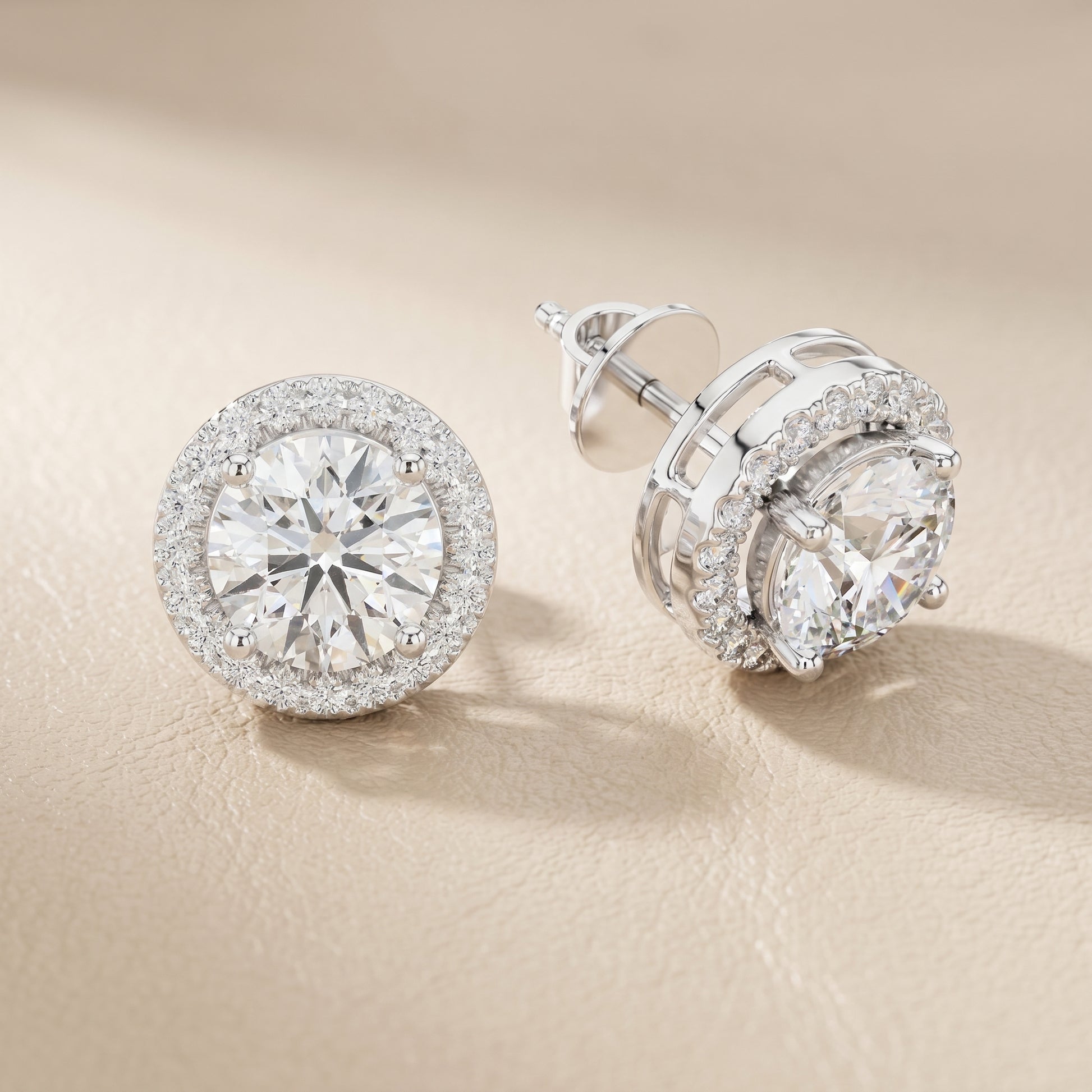 Round Cut Lab Grown Diamond Stud Earrings in Platinum