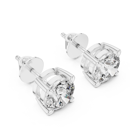Round Cut Lab Grown Diamond Stud Earrings in White Gold