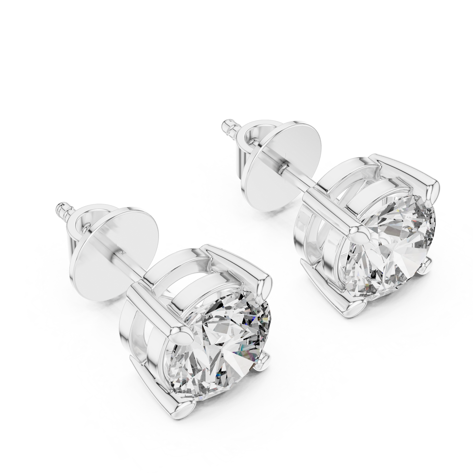 Round Cut Lab Grown Diamond Stud Earrings in Platinum