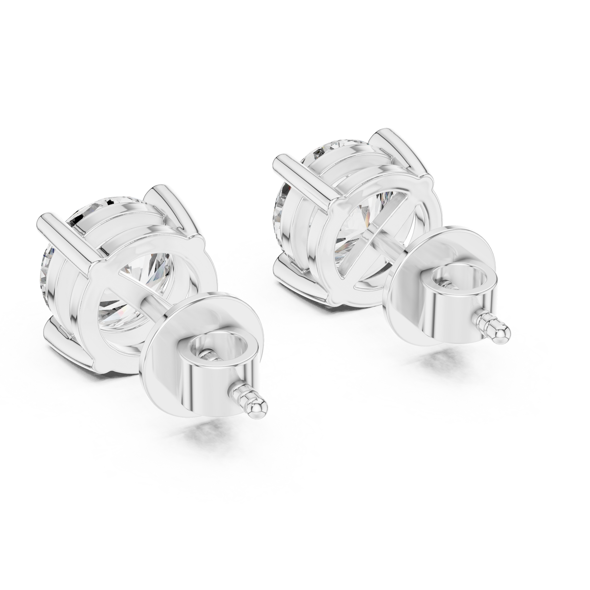 Round Cut Lab Grown Diamond Stud Earrings in White Gold