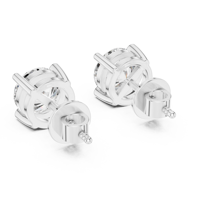 Round Cut Lab Grown Diamond Stud Earrings in Silver