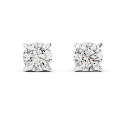 Round Cut Lab Grown Diamond Stud Earrings in White Gold