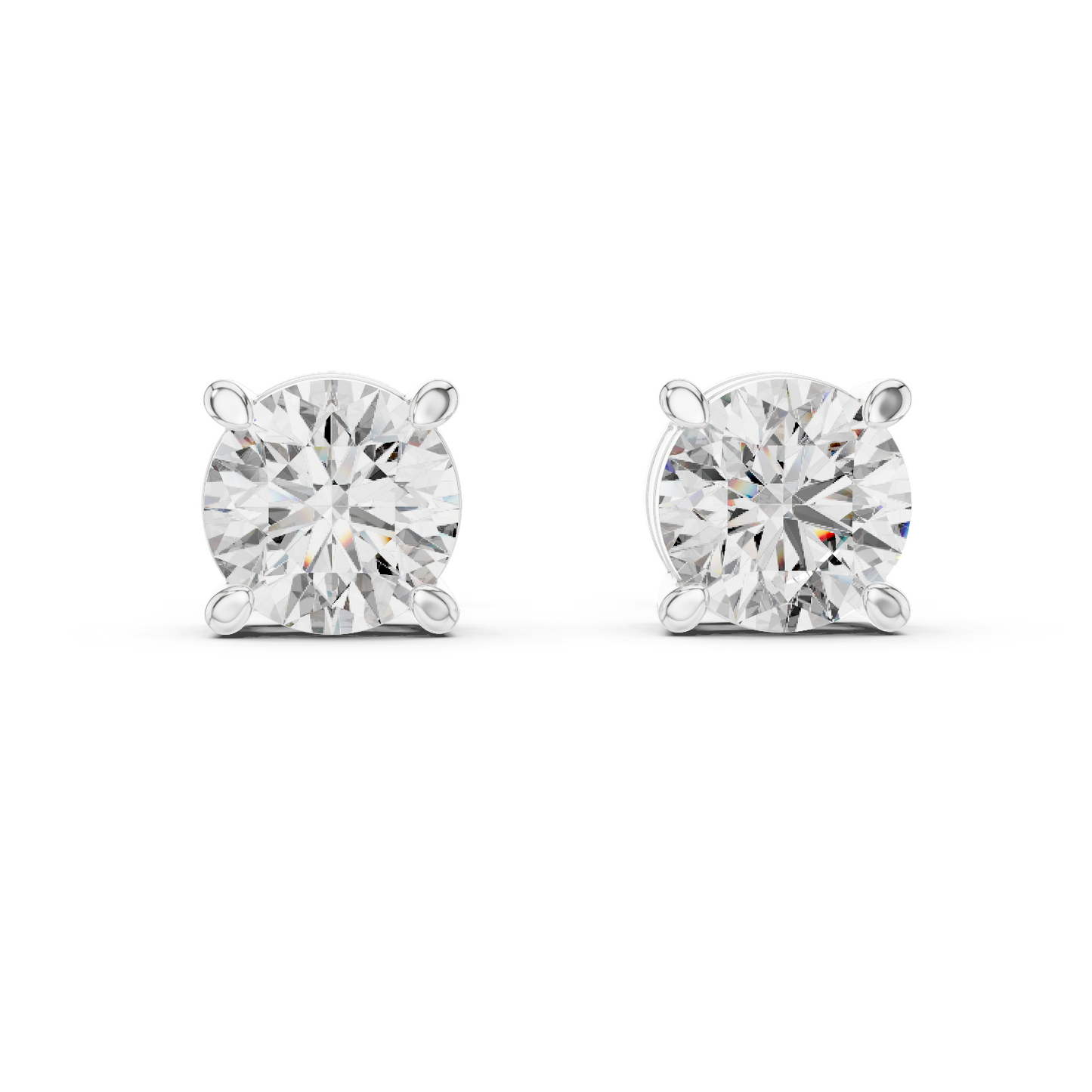 Round Cut Lab Grown Diamond Stud Earrings in Platinum