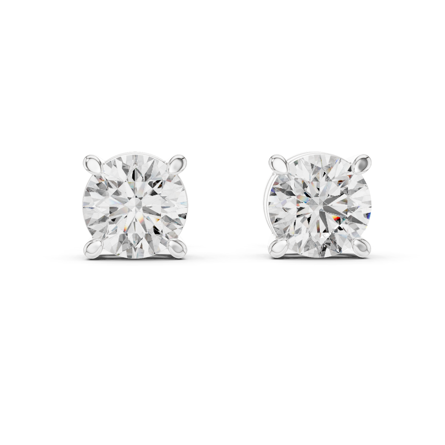Round Cut Lab Grown Diamond Stud Earrings in Silver