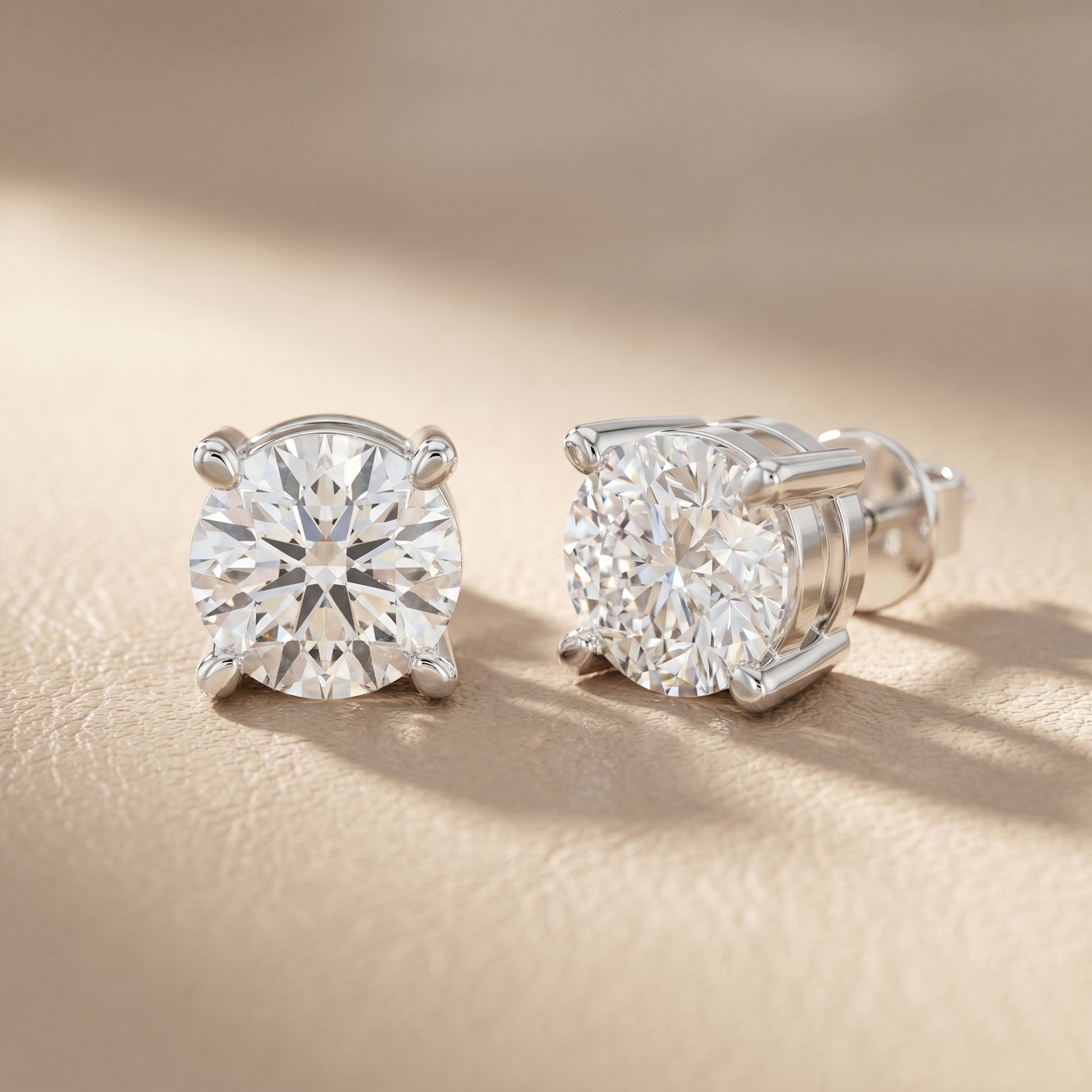 Round Cut Lab Grown Diamond Stud Earrings in White Gold