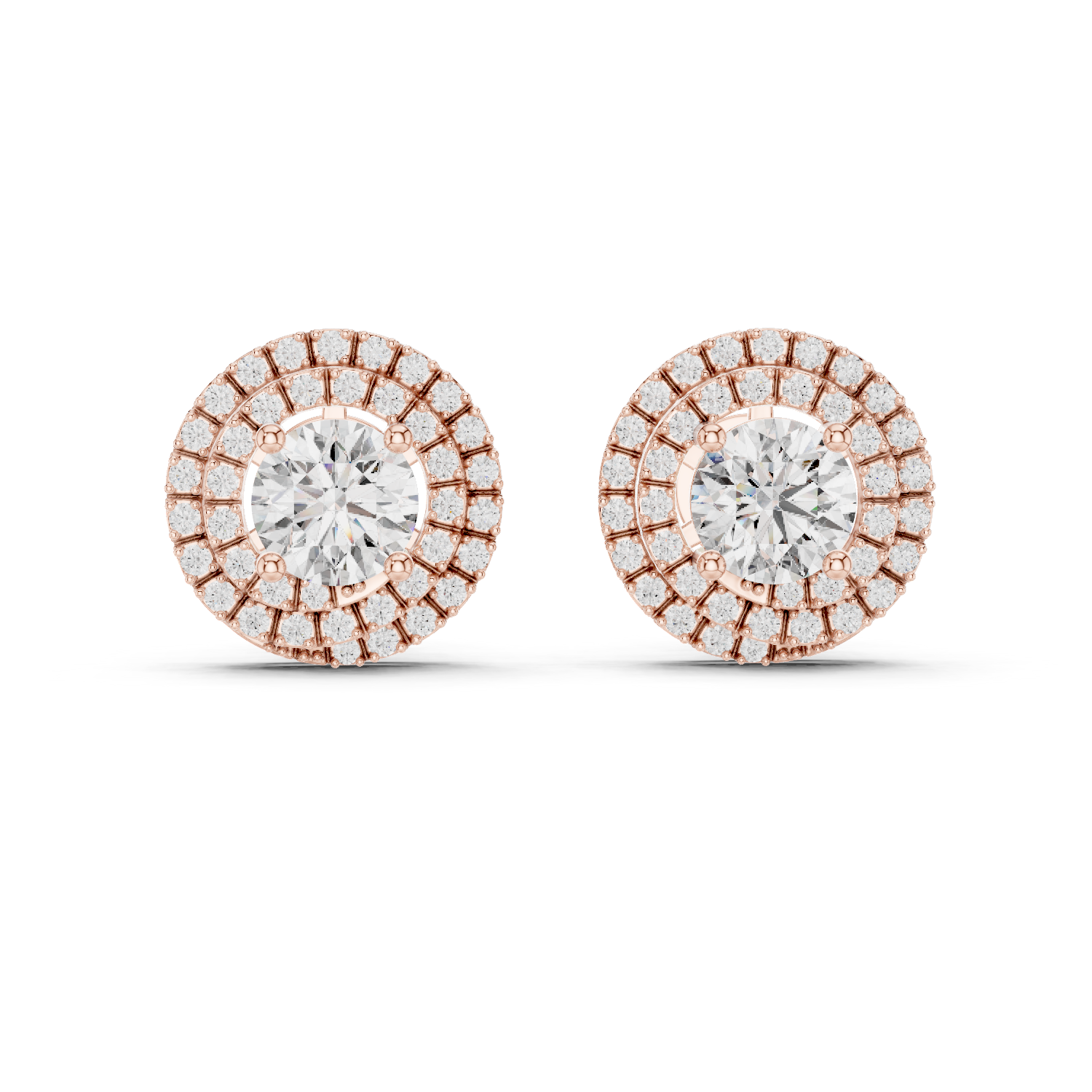 Round Cut Lab Grown Diamond Stud Earrings in Rose Gold