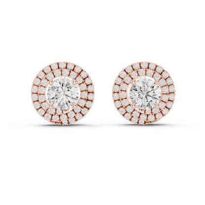 Round Cut Lab Grown Diamond Stud Earrings in Rose Gold