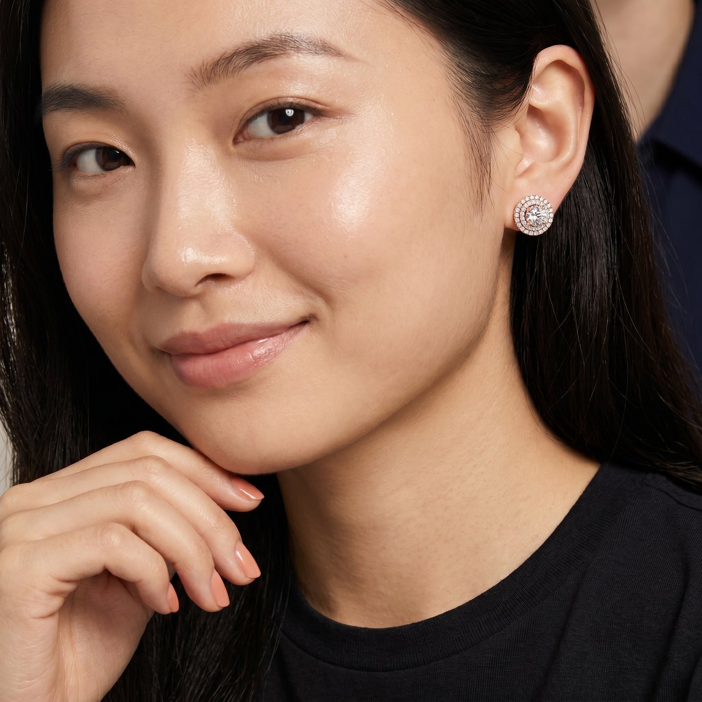 Round Cut Lab Grown Diamond Stud Earrings in Rose Gold