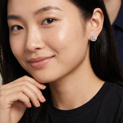 Round Cut Lab Grown Diamond Stud Earrings in Rose Gold