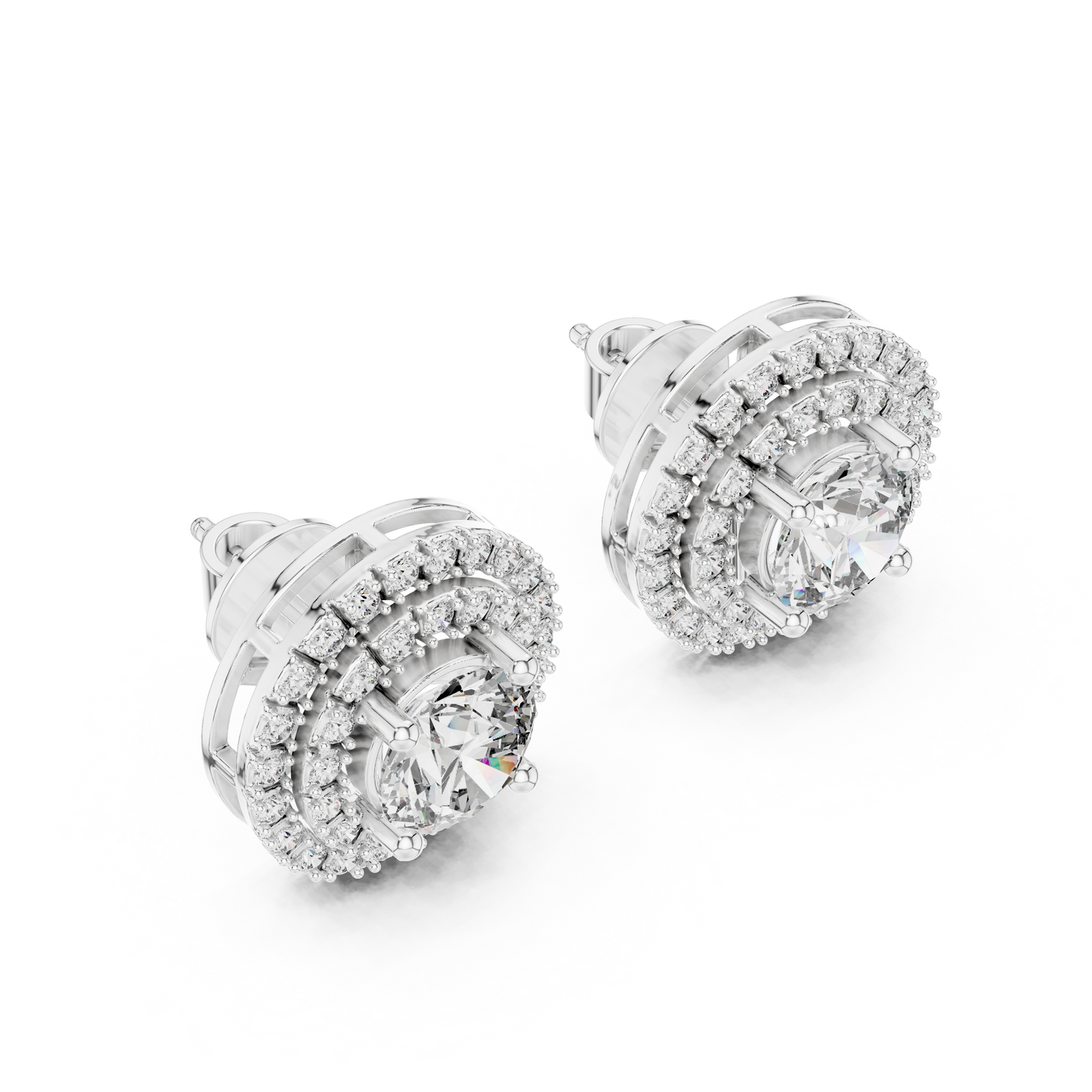 Round Cut Lab Grown Diamond Stud Earrings in White Gold
