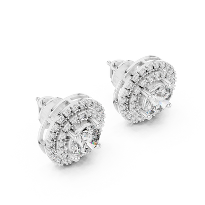 Round Cut Lab Grown Diamond Stud Earrings in White Gold