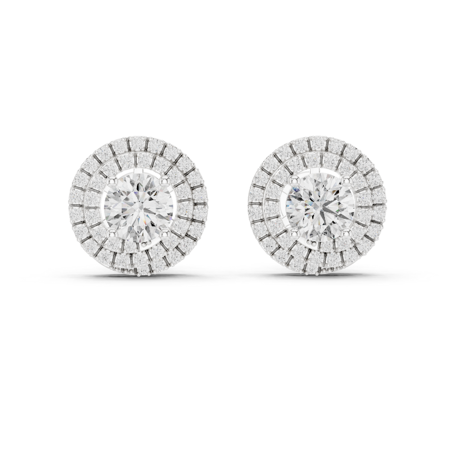 Round Cut Lab Grown Diamond Stud Earrings in Silver