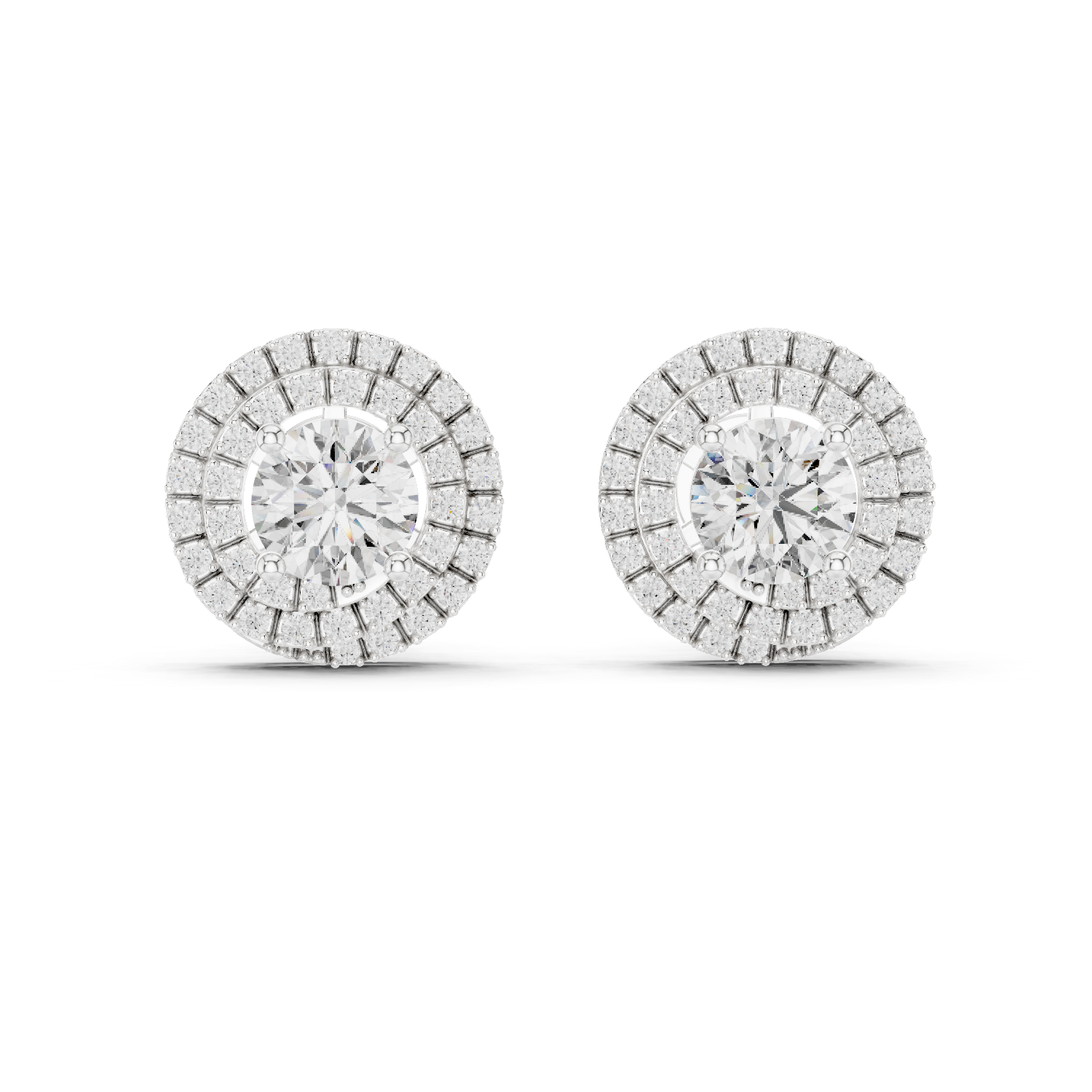 Round Cut Lab Grown Diamond Stud Earrings in Silver