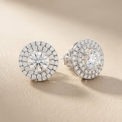 Round Cut Lab Grown Diamond Stud Earrings in Platinum