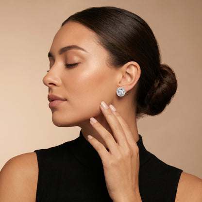 Round Cut Lab Grown Diamond Stud Earrings in Platinum