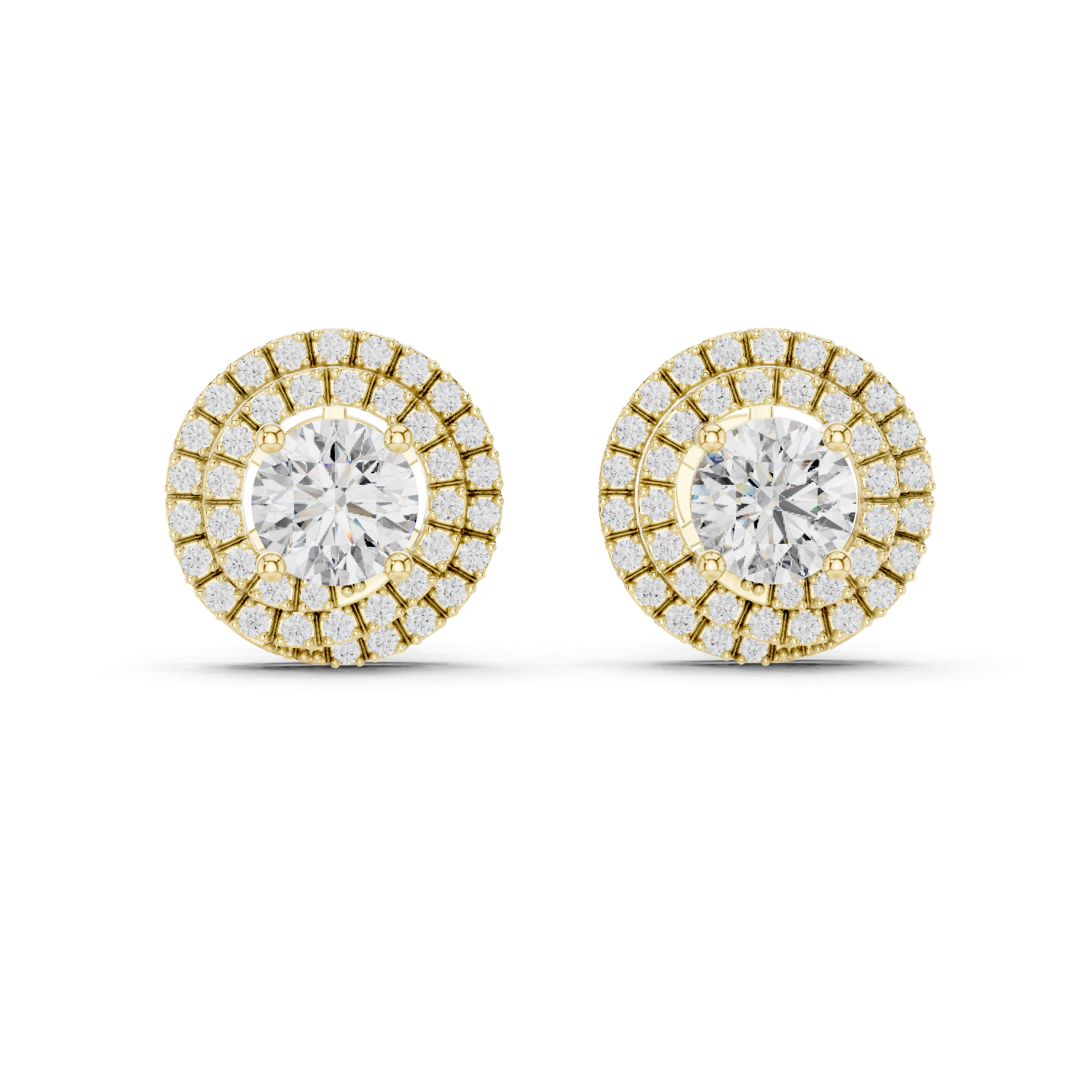 Round Cut Lab Grown Diamond Stud Earrings in Yellow Gold