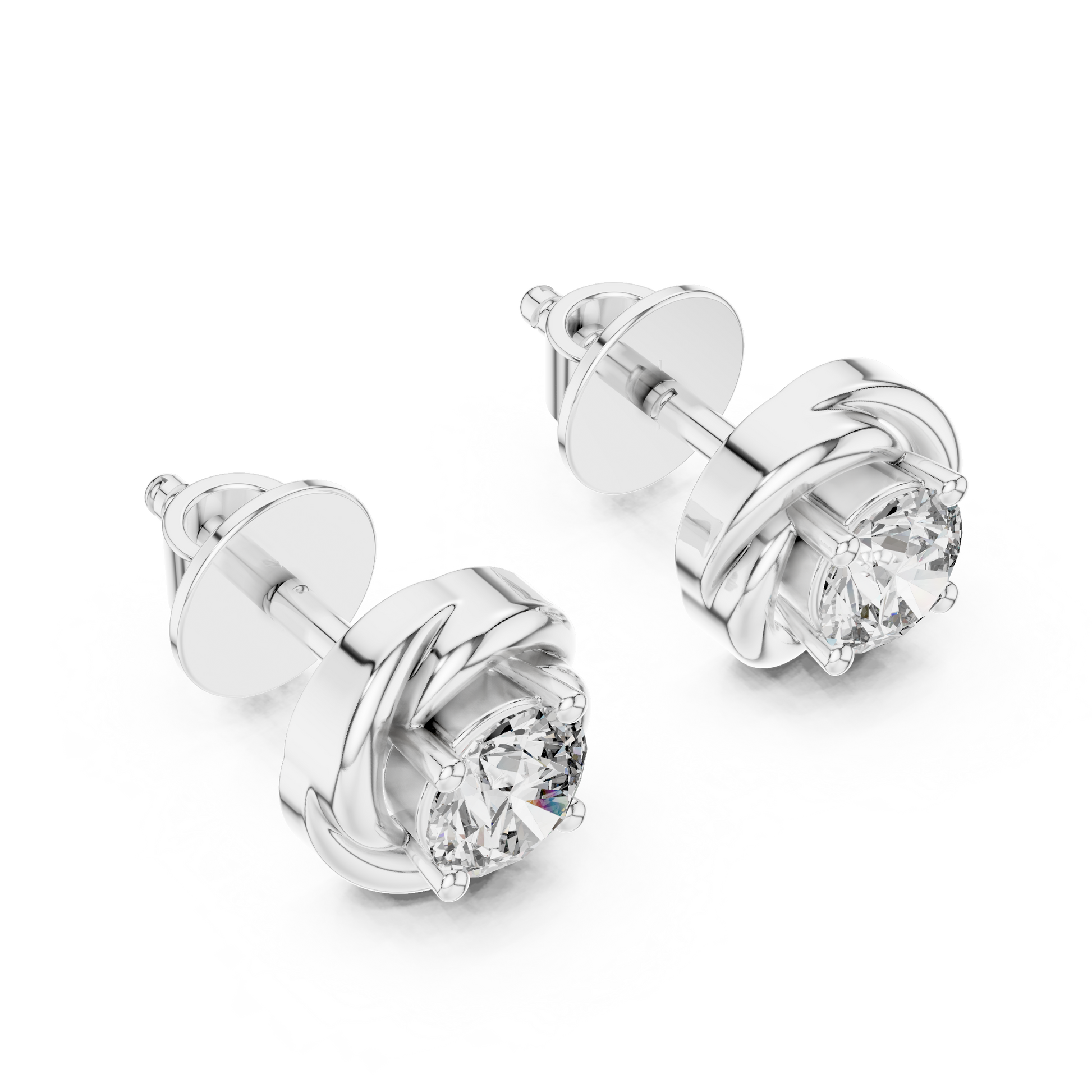 Round Cut Lab Grown Diamond Stud Earrings in Platinum