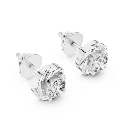 Round Cut Lab Grown Diamond Stud Earrings in Silver
