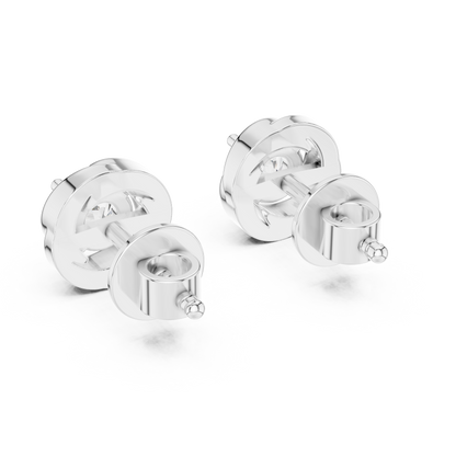 Round Cut Lab Grown Diamond Stud Earrings in Silver