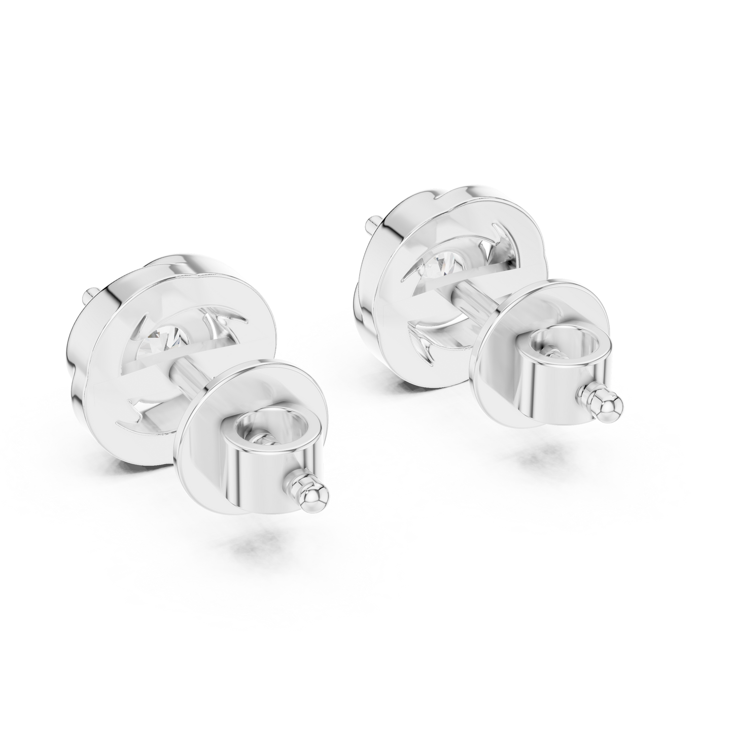 Round Cut Lab Grown Diamond Stud Earrings in Platinum