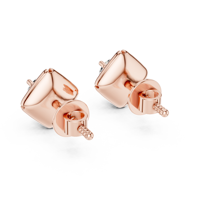 Round Cut Lab Grown Diamond Stud Earrings in Rose Gold