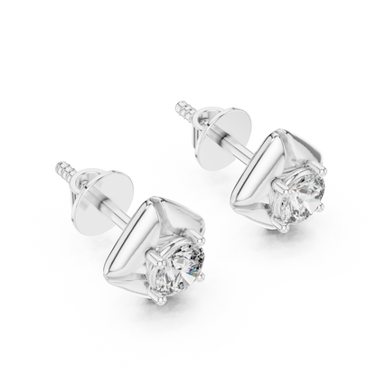 Round Cut Lab Grown Diamond Stud Earrings in White Gold