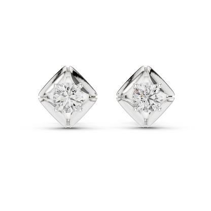 Round Cut Lab Grown Diamond Stud Earrings in Silver