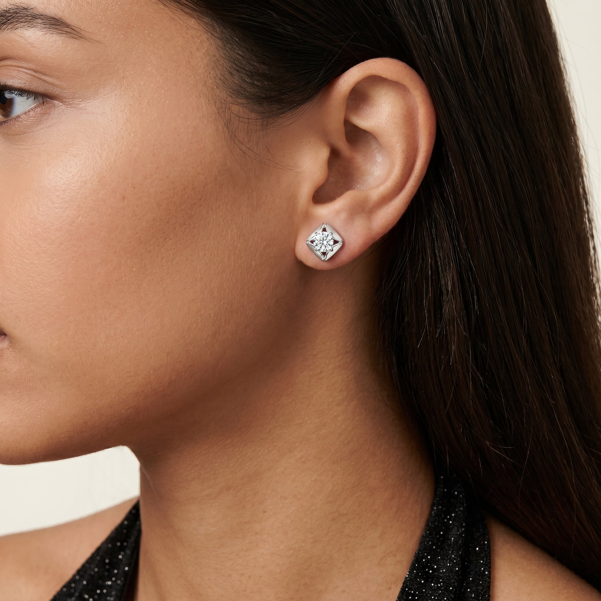 Round Cut Lab Grown Diamond Stud Earrings in White Gold
