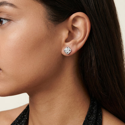 Round Cut Lab Grown Diamond Stud Earrings in White Gold