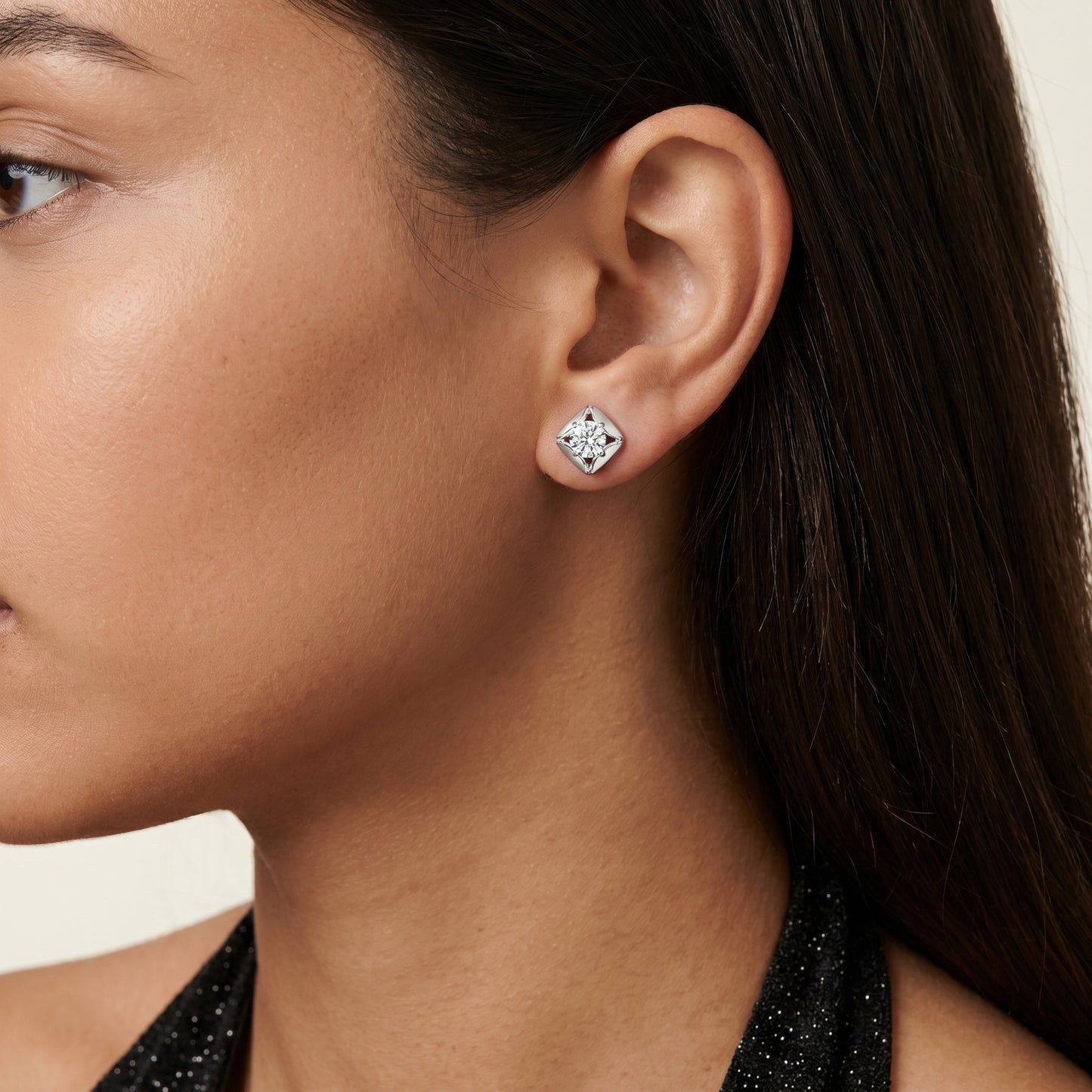Round Cut Lab Grown Diamond Stud Earrings in Platinum