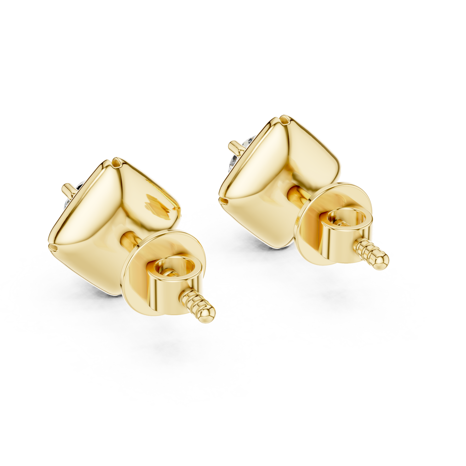 Round Cut Lab Grown Diamond Stud Earrings in Yellow Gold