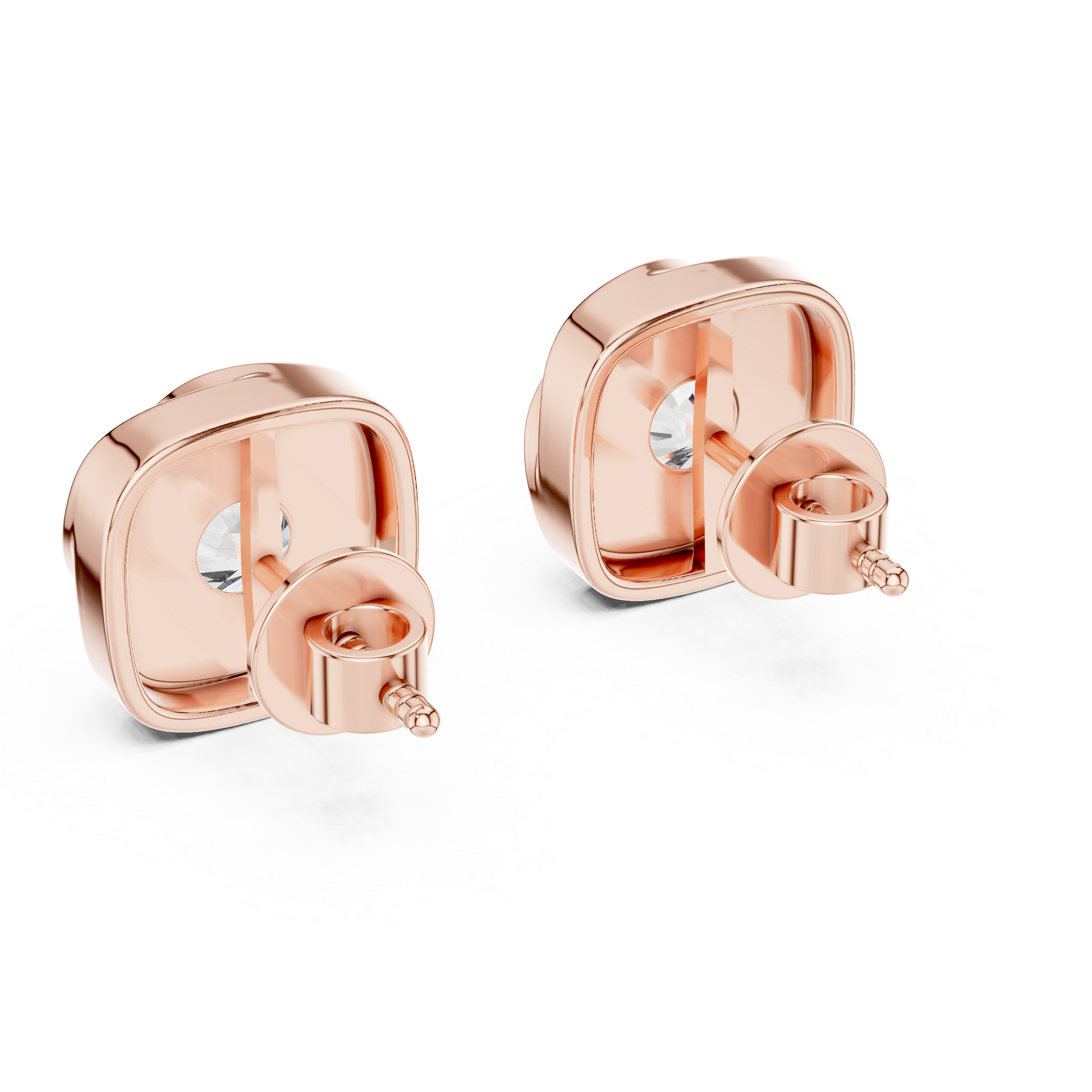 Round Cut Lab Grown Diamond Stud Earrings in Rose Gold