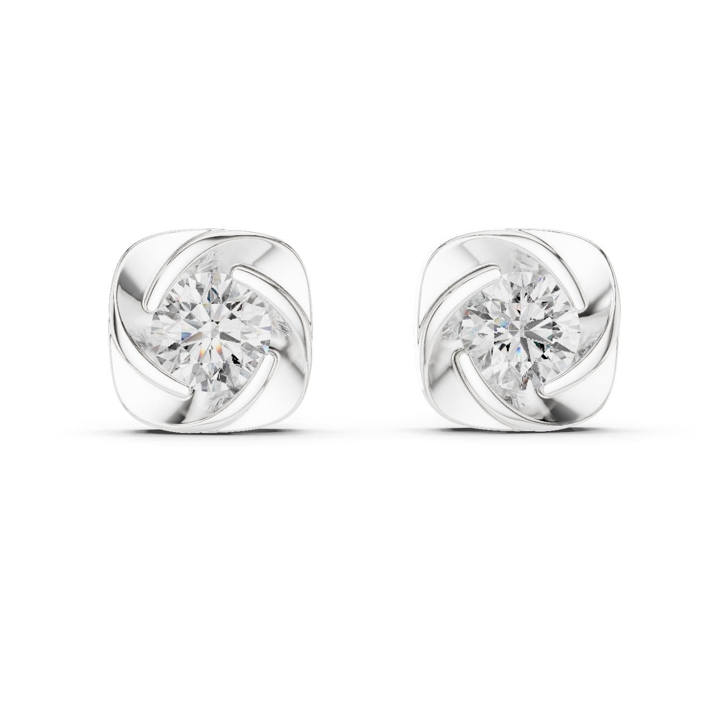 Round Cut Lab Grown Diamond Stud Earrings in White Gold