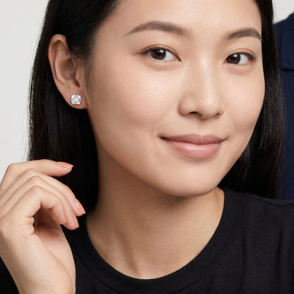 Round Cut Lab Grown Diamond Stud Earrings in Silver