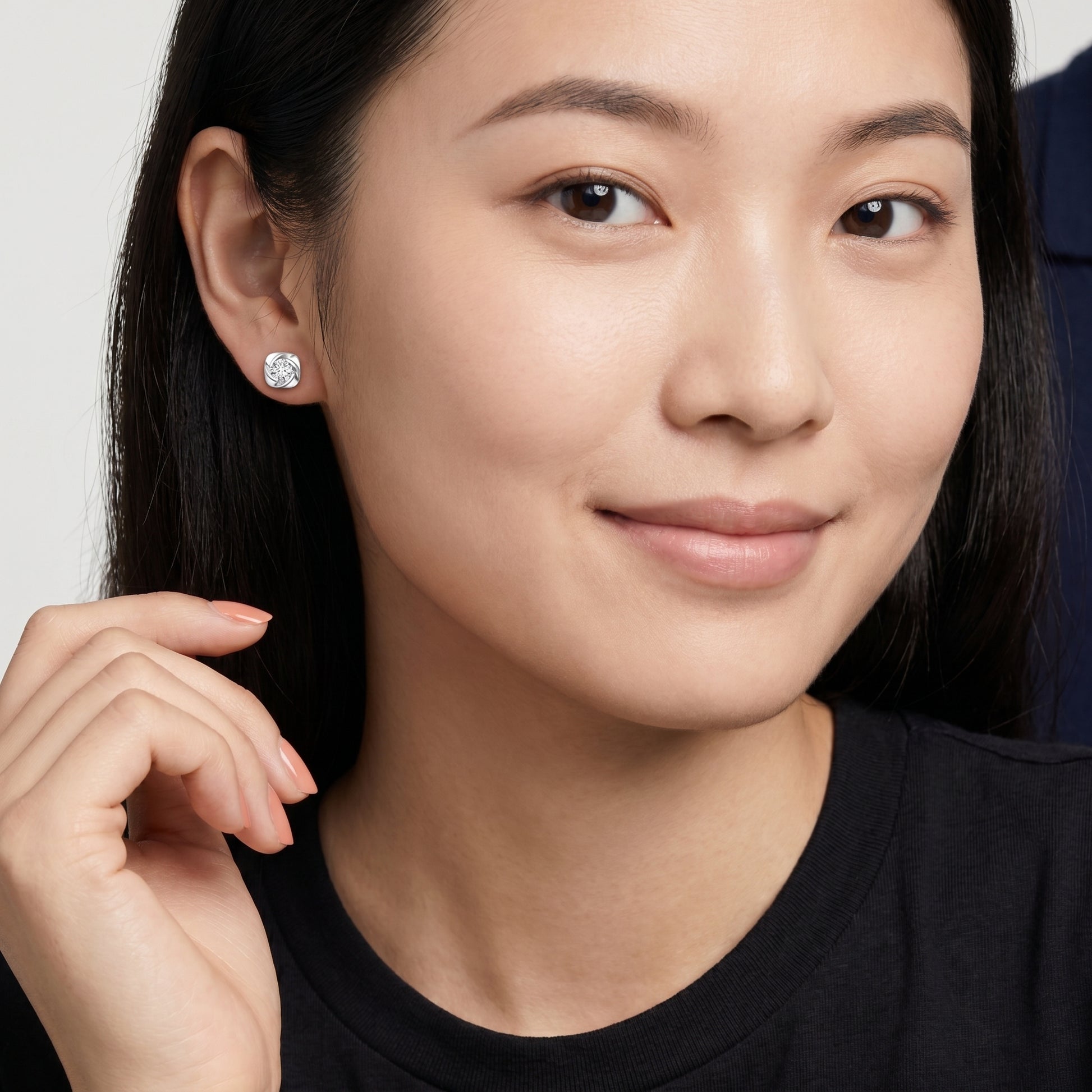 Round Cut Lab Grown Diamond Stud Earrings in Platinum