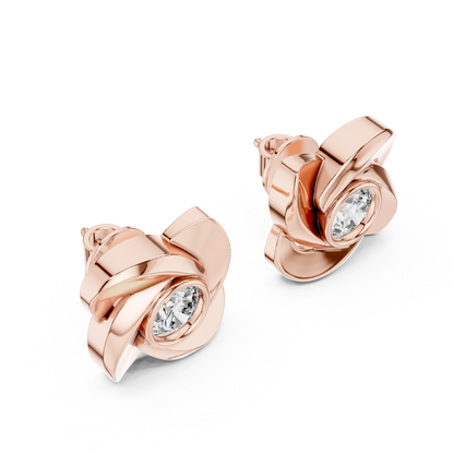 Round Cut Lab Grown Diamond Stud Earrings in Rose Gold