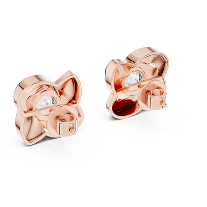 Round Cut Lab Grown Diamond Stud Earrings in Rose Gold