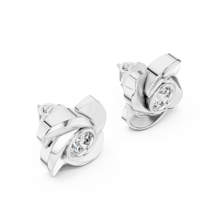 Round Cut Lab Grown Diamond Stud Earrings in Silver