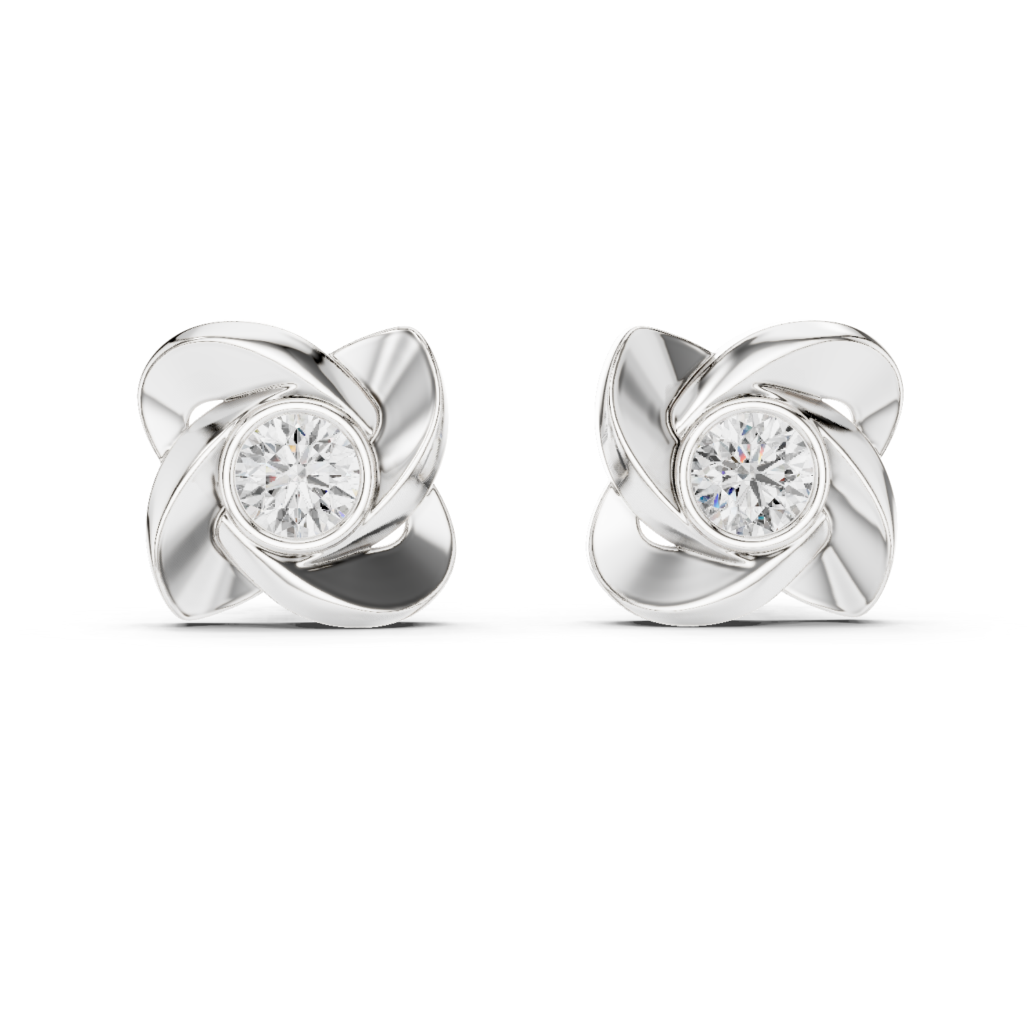 Round Cut Lab Grown Diamond Stud Earrings in Silver