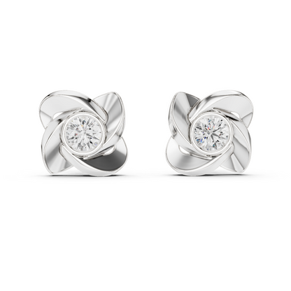Round Cut Lab Grown Diamond Stud Earrings in Silver